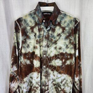 Oregon Rain Tie Dye Long Sleeve Dress Shirt, Size 16.5, 34, Starburst Fold
